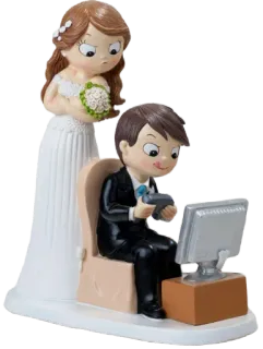 🎮 hochzeit, braut, bräutigam, gamer, tortenfigur, humor, computer, liebe telegram sticker