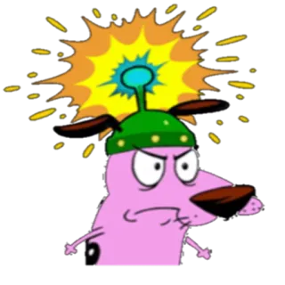 😠 Courage Courage the Cowardly Dog Courage le chien froussard, Cartoon Network, chien, dessin animé, effrayé, casque vert telegram sticker