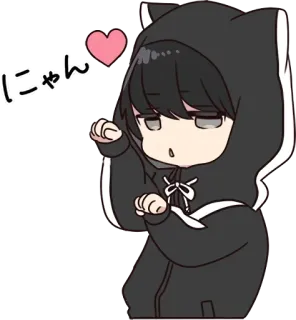 👣 にゃん 고양이, 애니메이션, 귀여운, 귀엽다, 치비, 네코, 고양이 귀 telegram sticker