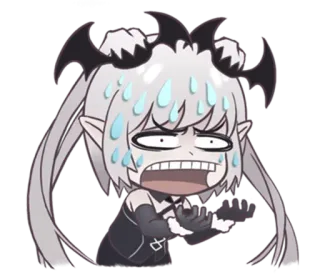 😟 Anime, Diable, Mignon, Nerveux, Sueur, Dessin animé telegram sticker
