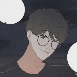 🧸 homme, lunettes, clin d'oeil, souriant, visage, personne, style cartoon telegram sticker