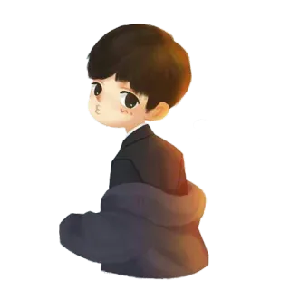 😗 Chibi, Dibujos animados, Chaqueta, De pie, Lindo, Figura telegram sticker