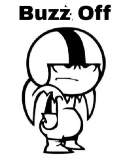 😑 Buzz Off Мультфильм, Пинок, Шлем, Злость, Жужжание, Выкл telegram sticker