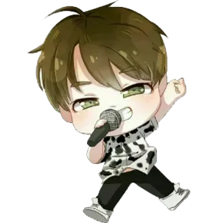 🎤 치비, 가수, 마이크, 만화, 귀여운, 아이돌 telegram sticker