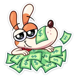 💰 cane, soldi, cartone animato, carino, ricco, ricchezza telegram sticker