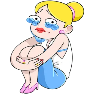 🥺 llorando, triste, mujer, dibujos animados, emocional, molesta telegram sticker
