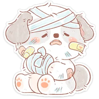 🤕 anjing, terluka, sakit, perban, sakit, hewan peliharaan telegram sticker