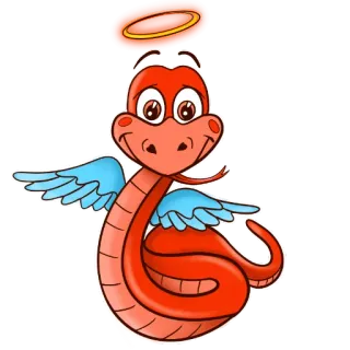 😇 serpent, ange, auréole, ailes, dessin animé, mignon, animal, reptile whatsapp sticker