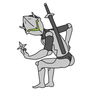 💪 Genji Overwatch Video game, Ninja ciborgue, Robô, Shuriken, Espada, Genji, Overwatch telegram sticker