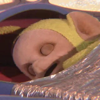 💭 Laa-Laa Teletubbies Télétubbies, Laa-Laa, jaune, dormir, dessin animé telegram sticker