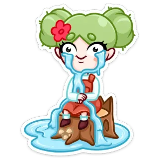 🌵 pleurer, fille, triste, larmes, dessin animé telegram sticker