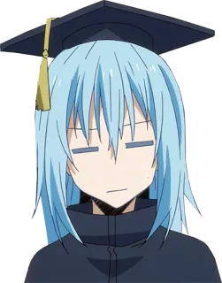 😓 Rimuru Tempest That Time I Got Reincarnated as a Slime anime, formatura, slime, cabelo azul, entediado telegram sticker