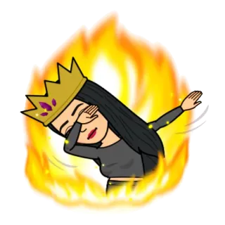 🔥 dab, reine, feu, dessin animé, couronne, flammes telegram sticker