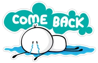 ❤ COME BACK verdrietig, huilen, kom terug, emotie, cartoon, smekend telegram sticker