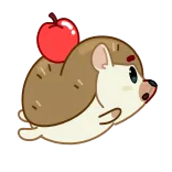 🏃‍♂️ ёжик, животное, яблоко, милый, мультфильм, наклейка telegram sticker