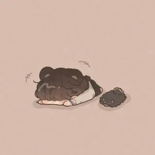 🍂 Bär, Cartoon, Niedlich, Erschöpft, Müde, Boden telegram sticker