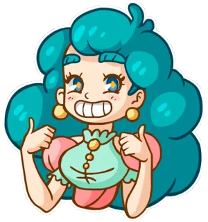 👍 dessin animé, fille, pouce en l'air, positif, mignon, kawaii telegram sticker