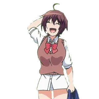 😅 动漫, 卡通, 女学生, 制服, 微笑, 快乐 telegram sticker