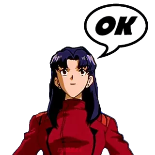 🆗 Misato Katsuragi Neon Genesis Evangelion OK anime, sticker, misato, ok, evangelion telegram sticker