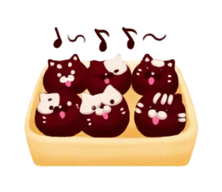 🎵 Mochi Cats โมจิ, แมว, ขนม, ของหวาน, อาหาร, น่ารัก whatsapp sticker