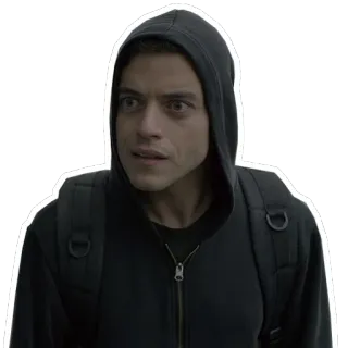 😲 Elliot Alderson Mr. Robot Hacker, Computer, Hoodie, Rucksack, Angst telegram sticker