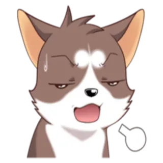 😒 anjing, kartun, emosi, kelelahan, keringat, ekspresi whatsapp sticker