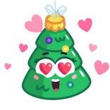 π christmas, tree, ornament, heart eyes, cartoon, holiday telegram sticker