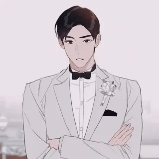 ✖️ man, suit, wedding, formal, anime, manga, character telegram sticker