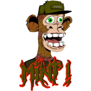 🔥 MINT! mono, dibujos animados, arte, simio, NFT, pegatina whatsapp sticker