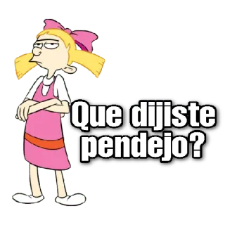😀 Que dijiste pendejo? cartoon, helga, hey arnold, insulting, attitude telegram sticker