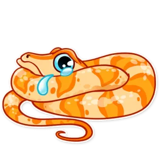 😢 cobra, chorando, triste, animal, desenho animado, réptil telegram sticker