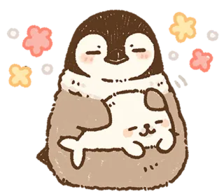 🐧 ペンギン, 犬, かわいい, 睡眠, 動物 whatsapp sticker