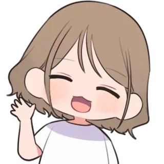 ✋ Аниме, Мультфильм, Девушка, Счастливая, Машет, Милый, Чиби telegram sticker