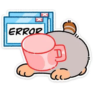 😼 Pusheen Pusheen the Cat ERROR pusheen, cat, error, coffee, mug, cute, system error, computer telegram sticker