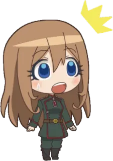 😰 Anime, Uniforme militar, Chibi, Chica, Dibujo animado telegram sticker