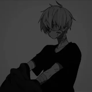 ⬛ 动漫, 悲伤, 绷带, 漫画, 男孩 telegram sticker