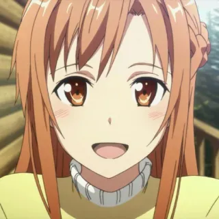 🌙 Asuna Yuuki Sword Art Online 애니메이션, 여자, 미소, 귀여운, 캐릭터, 인물사진 telegram sticker