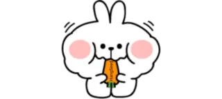 😋 HangSeed うさぎ, 可愛い, 漫画, 動物, ステッカー, ニンジン telegram sticker
