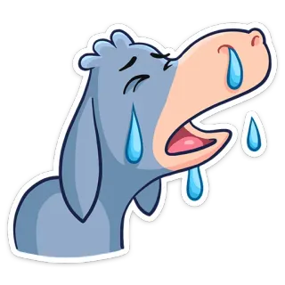 😭 悲しい, 泣く, ロバ, 動物, 漫画, 涙 telegram sticker