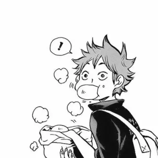 🍙 Hinata Shoyo Haikyuu!! Anime, Mangá, Haikyuu, Hinata Shoyo, Desenho animado, Comendo whatsapp sticker