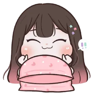 🌈 Kreskówka, Słodkie, Anime, Kawaii, Dziewczyna, Poduszka, Senny telegram sticker