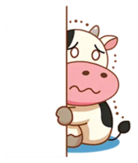 😖 krowa, kreskówka, słodki, zwierzę, naklejka telegram sticker