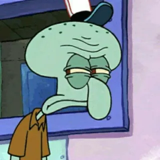 🥢 Squidward Squidward Tentacles, Spongebob Squarepants, cartoon, mood, bored, squid whatsapp sticker