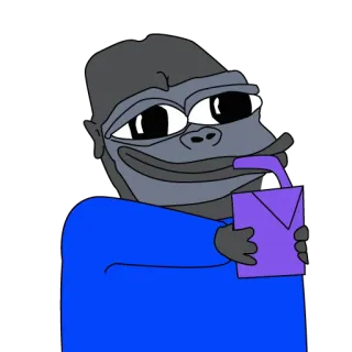 🧃 macaco, gorila, desenho animado, bebendo, caixinha de suco, meme telegram sticker