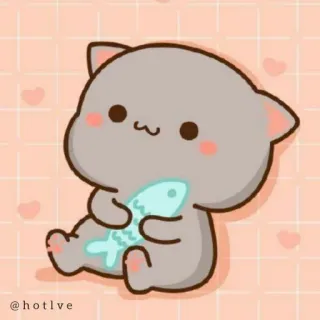🤗 @hotlve cat, cartoon, fish, cute telegram sticker