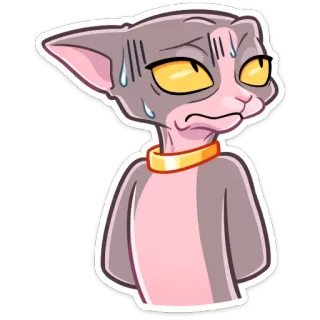 😅 cat, sphynx, sticker, animal, cute, cartoon telegram sticker