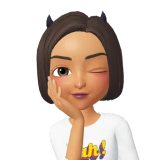 🤤 Cartoon, Frau, Avatar, Zwinkern, Teufelshörner, Cartoon-Gesicht whatsapp sticker