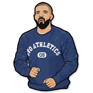 ✊️ Drake OYO ATHLETICS 08 cantor, rapper, atleta, música, desenho animado telegram sticker