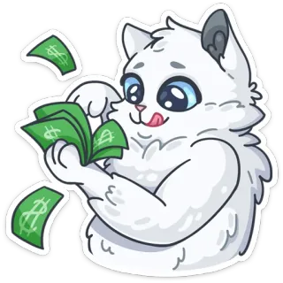 💵 cat, money, rich, cute, dollar, currency, cartoon, sticker telegram sticker