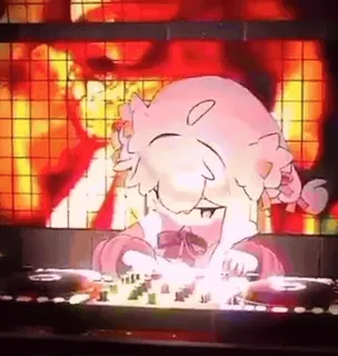 🥳 DJ, Música, Fiesta, Animación, Gacha telegram sticker